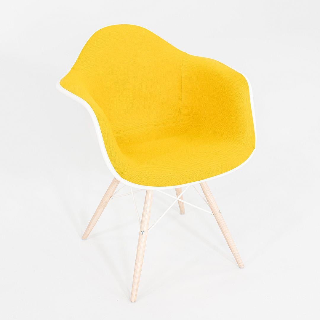 Modern 2022 Herman Miller Eames DAW Dining Chair with Yellow Fabric Seat & Eiffel Base For Sale