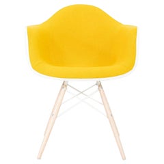 2022 Herman Miller Eames DAW Dining Chair with Yellow Fabric Seat & Eiffel Base
