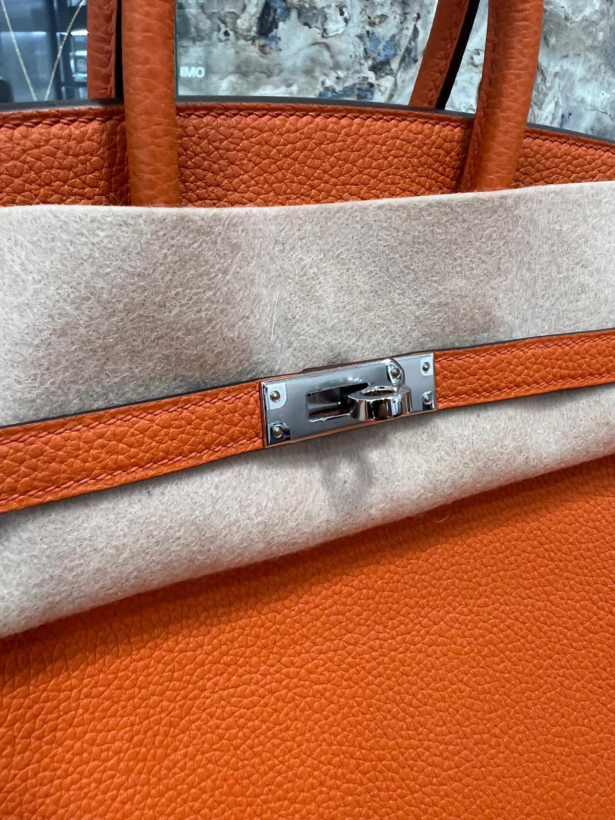 2022 Hermès Birkin 25 Orange Togo Leather en vente 1