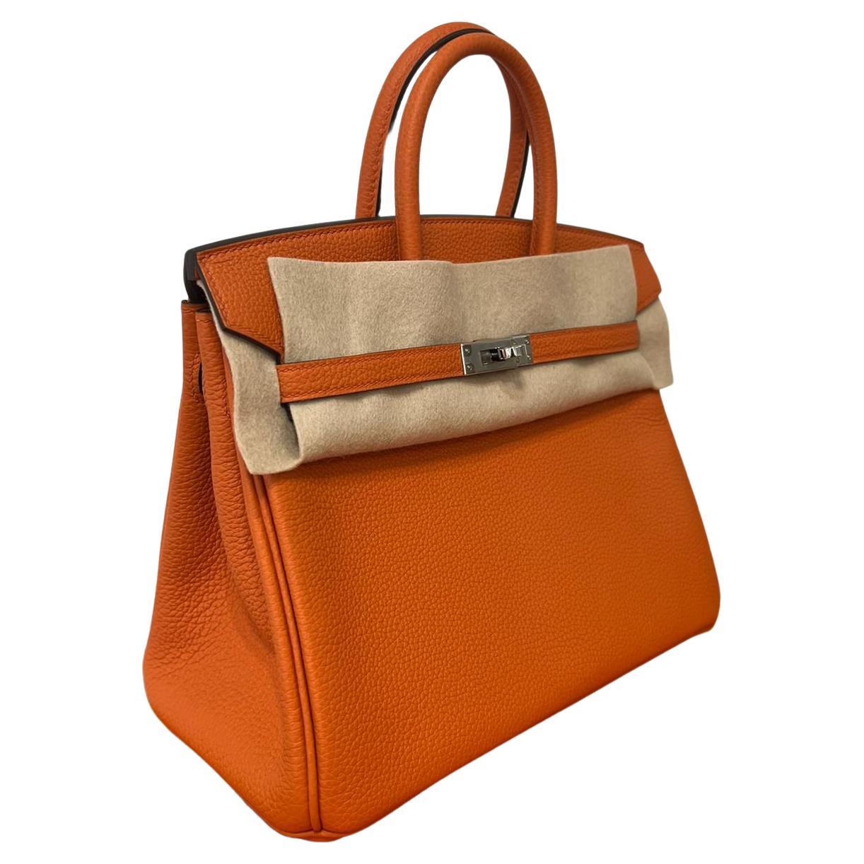 2022 Hermès Birkin 25 Orange Togo Leather For Sale