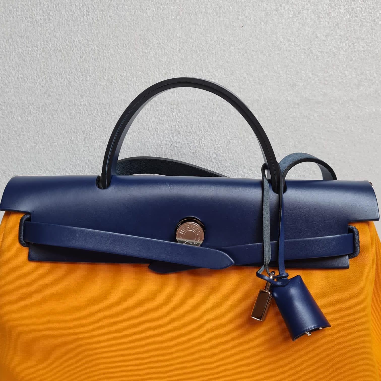 2022 Hermes Herbag 31 Navy Orange Shoulder Bag 12