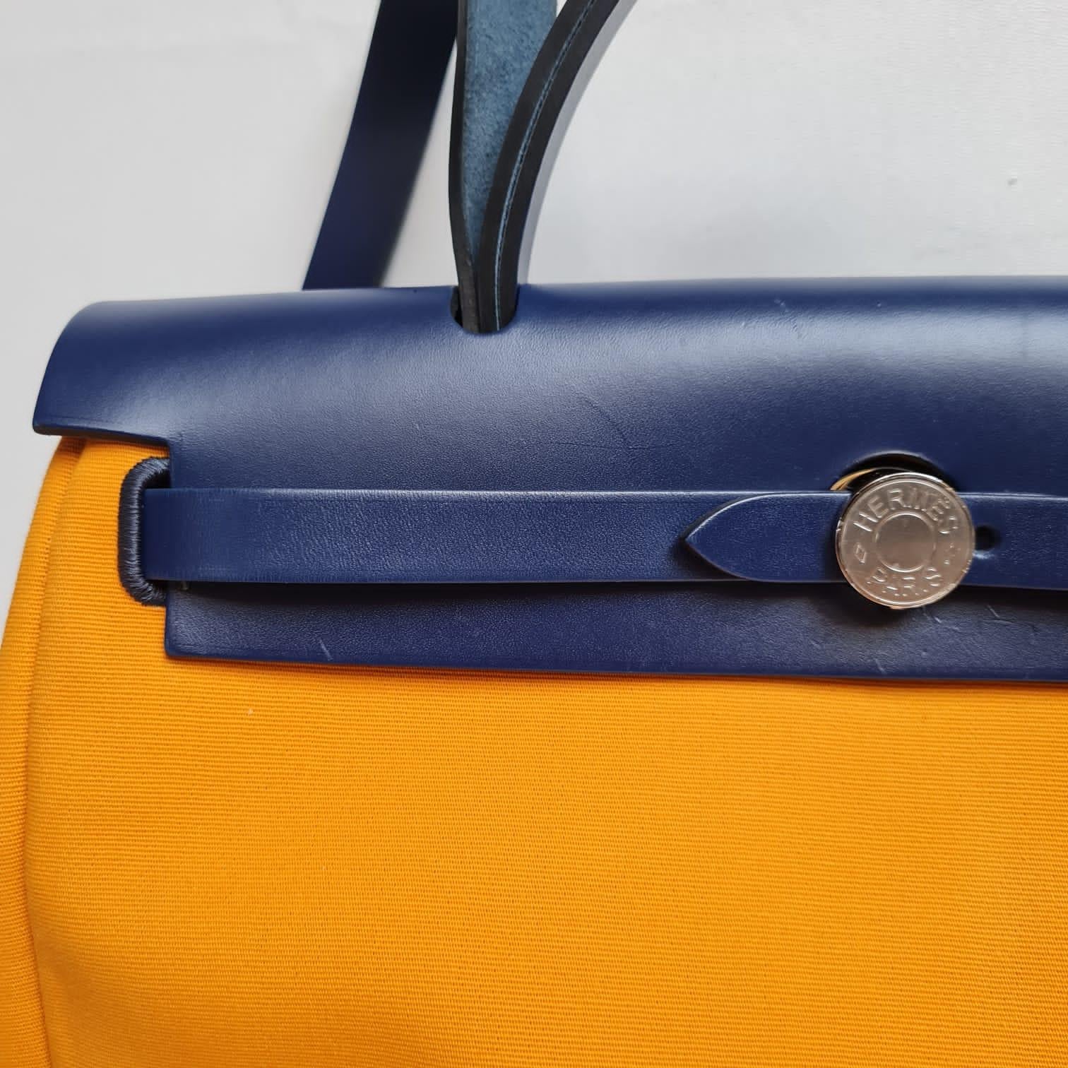 Women's or Men's 2022 Hermes Herbag 31 Navy Orange Shoulder Bag