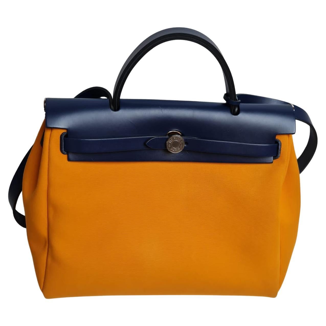 Hermès Herbag Cabas Navy Toile Gm 40cm 2-in-1 7hz0904 Blue Canvas Tote For  Sale at 1stDibs