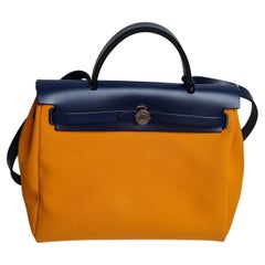 2022 Hermes Herbag 31 Navy Orange Shoulder Bag