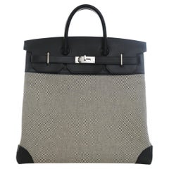 2022 Hermès Noir Criss Cross Toile HAC Birkin 40 PHW