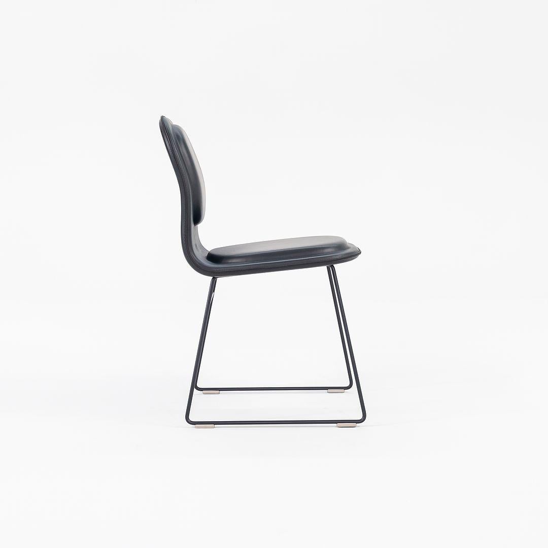 Jasper Morrison für Cappellini, Hi Pad, Esszimmerstuhl aus marineblauem Leder, 2022 (Edelstahl) im Angebot