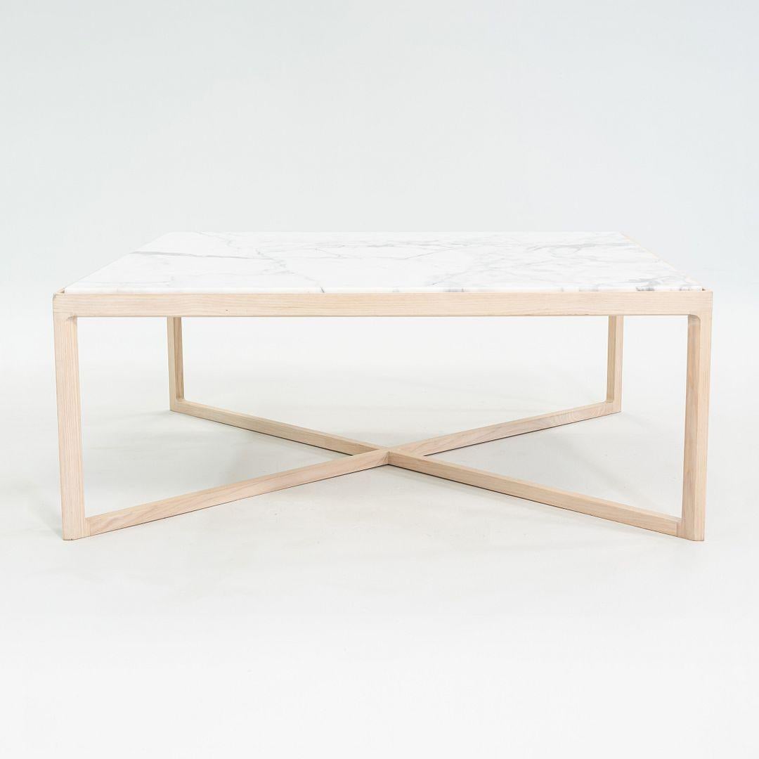 2022 Knoll Krusin Coffee Table by Marc Krusin in Oak, Arabescato Marble 36x36x10 For Sale 4