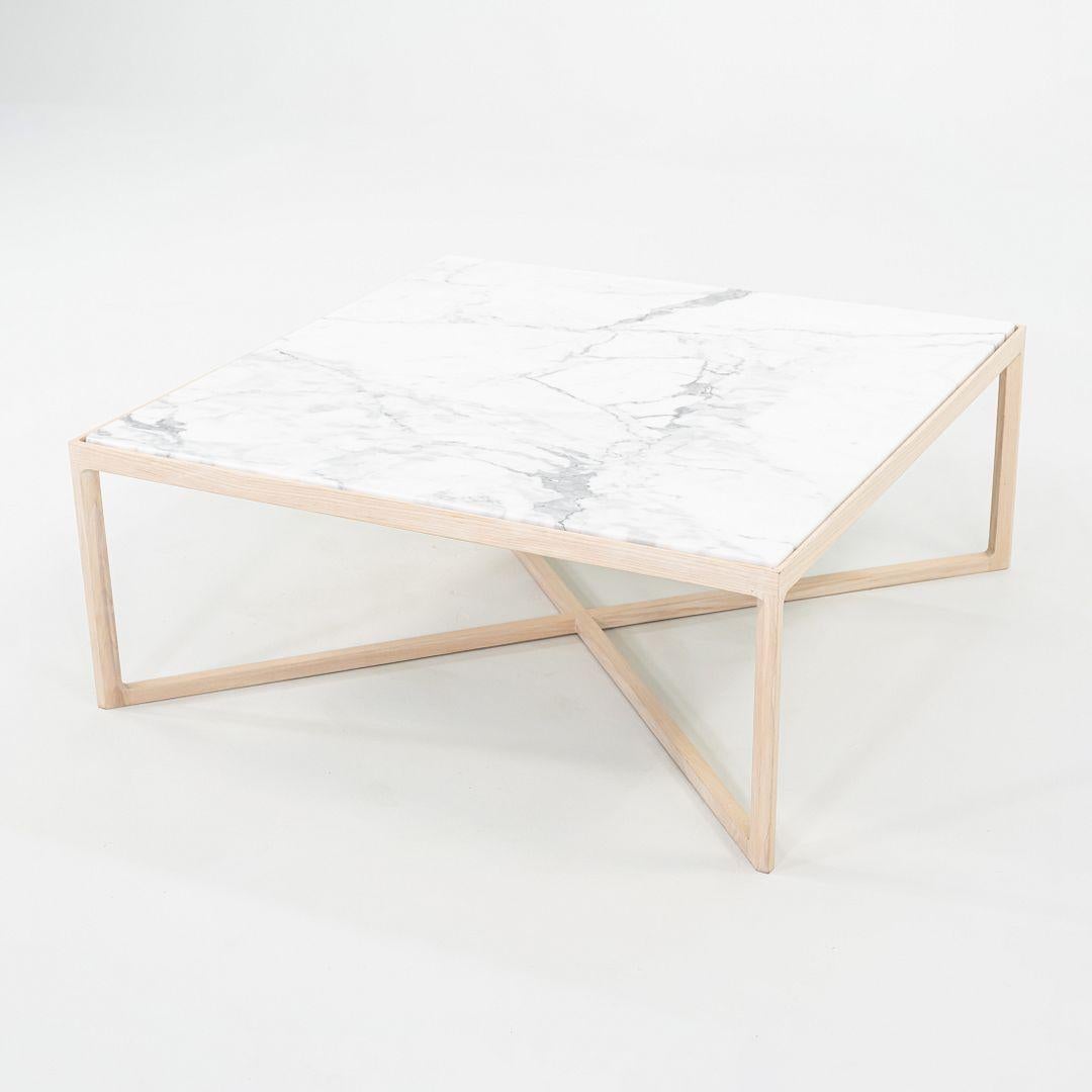 2022 Knoll Krusin Coffee Table by Marc Krusin in Oak, Arabescato Marble 36x36x10 For Sale 5