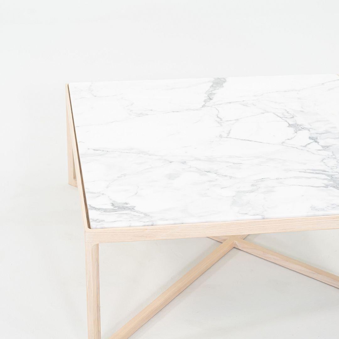 Modern 2022 Knoll Krusin Coffee Table by Marc Krusin in Oak, Arabescato Marble 36x36x10 For Sale