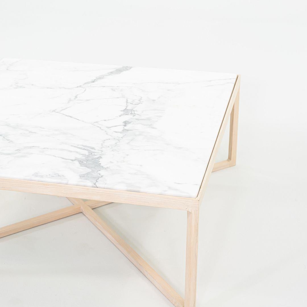 American 2022 Knoll Krusin Coffee Table by Marc Krusin in Oak, Arabescato Marble 36x36x10 For Sale