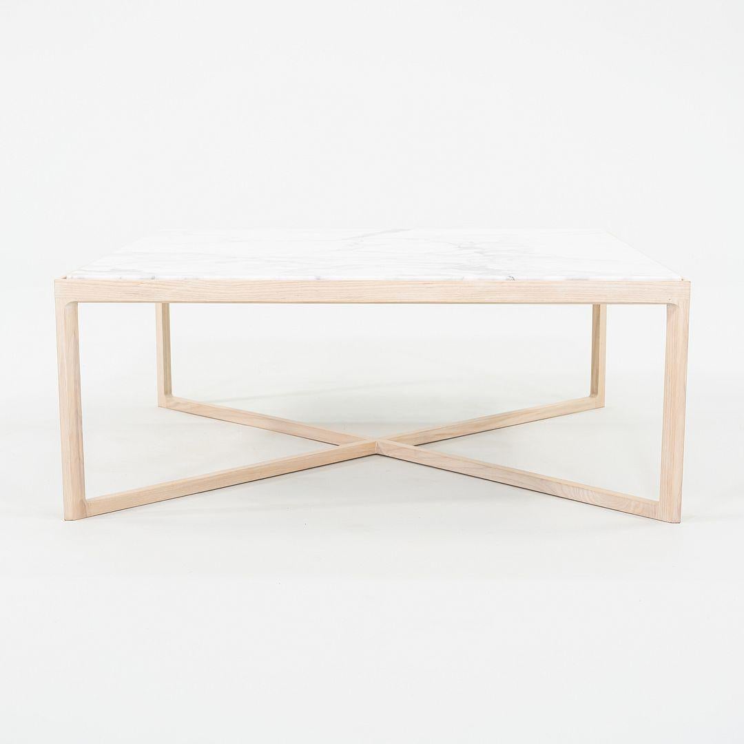 2022 Knoll Krusin Coffee Table by Marc Krusin in Oak, Arabescato Marble 36x36x10 For Sale 1