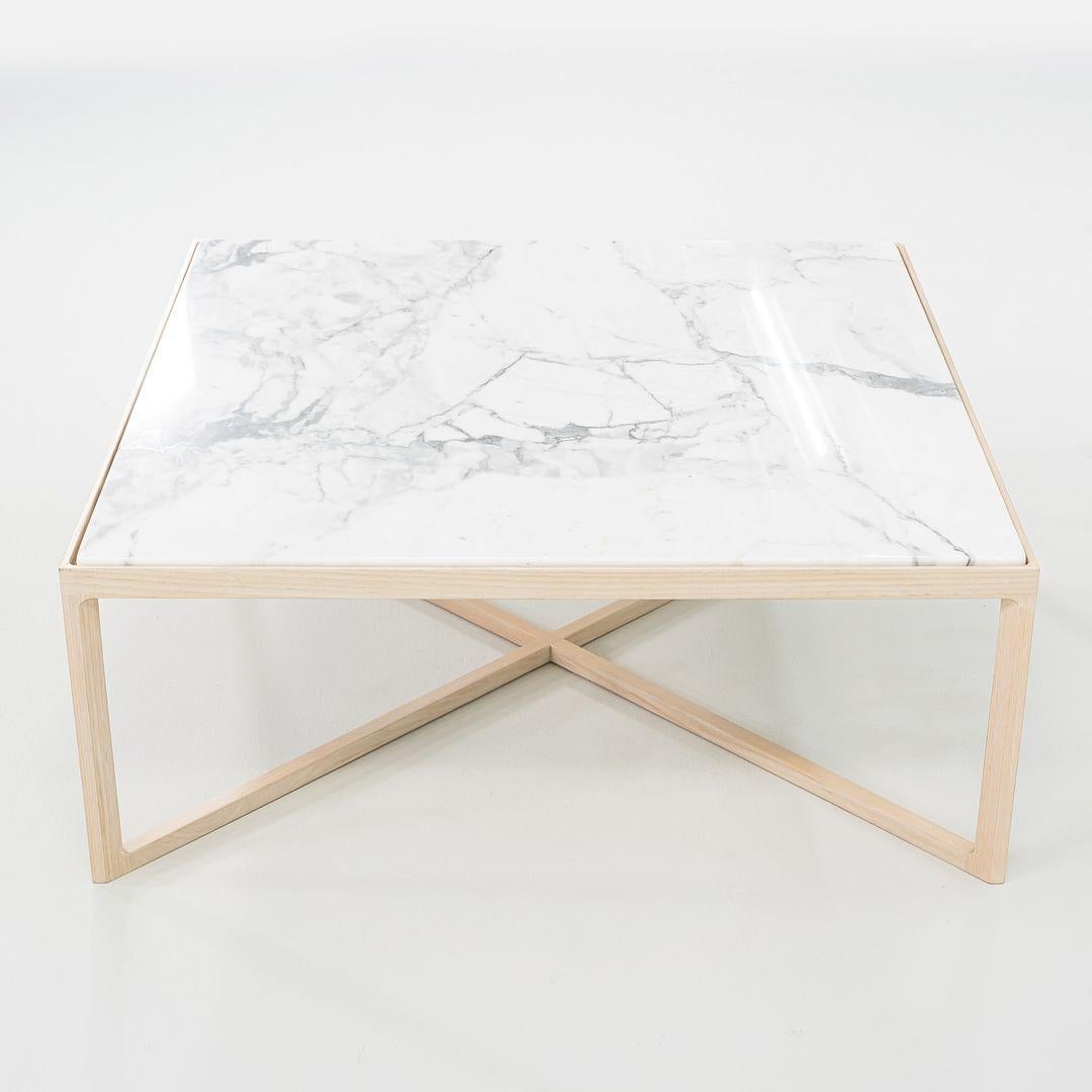 2022 Knoll Krusin Coffee Table by Marc Krusin in Oak, Arabescato Marble 36x36x10 For Sale 2
