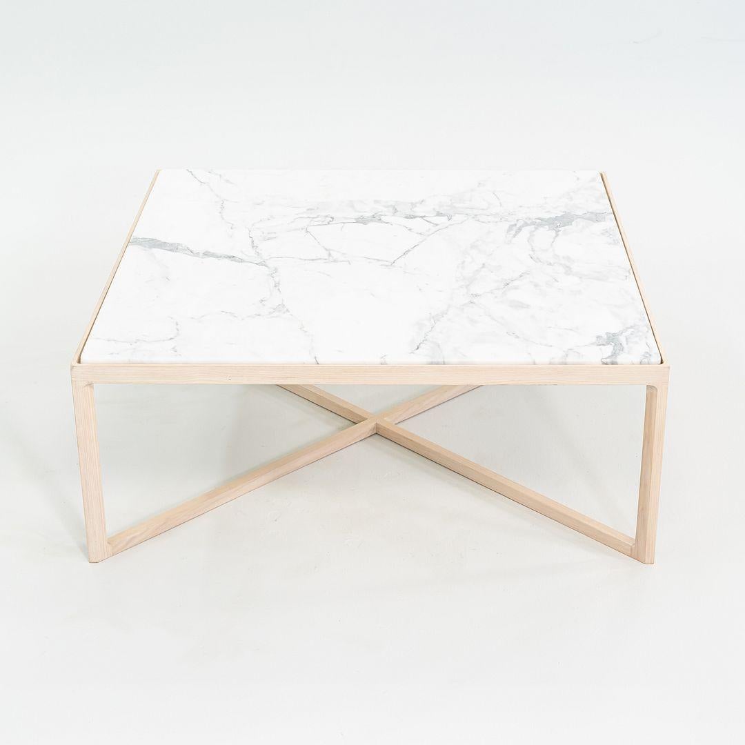 2022 Knoll Krusin Coffee Table by Marc Krusin in Oak, Arabescato Marble 36x36x10 For Sale 3