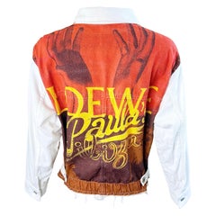 Veste en jean blanche Loewe x Paula’s Ibiza 2022, dos imprimé graphique, pièce rare de collection artistique