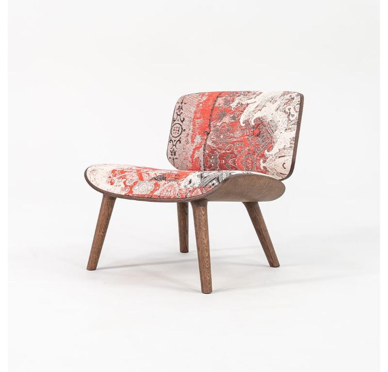 2022 Silla Nut Lounge de Marcel Wanders para Moooi en roble oscuro con tela estampada en venta 5