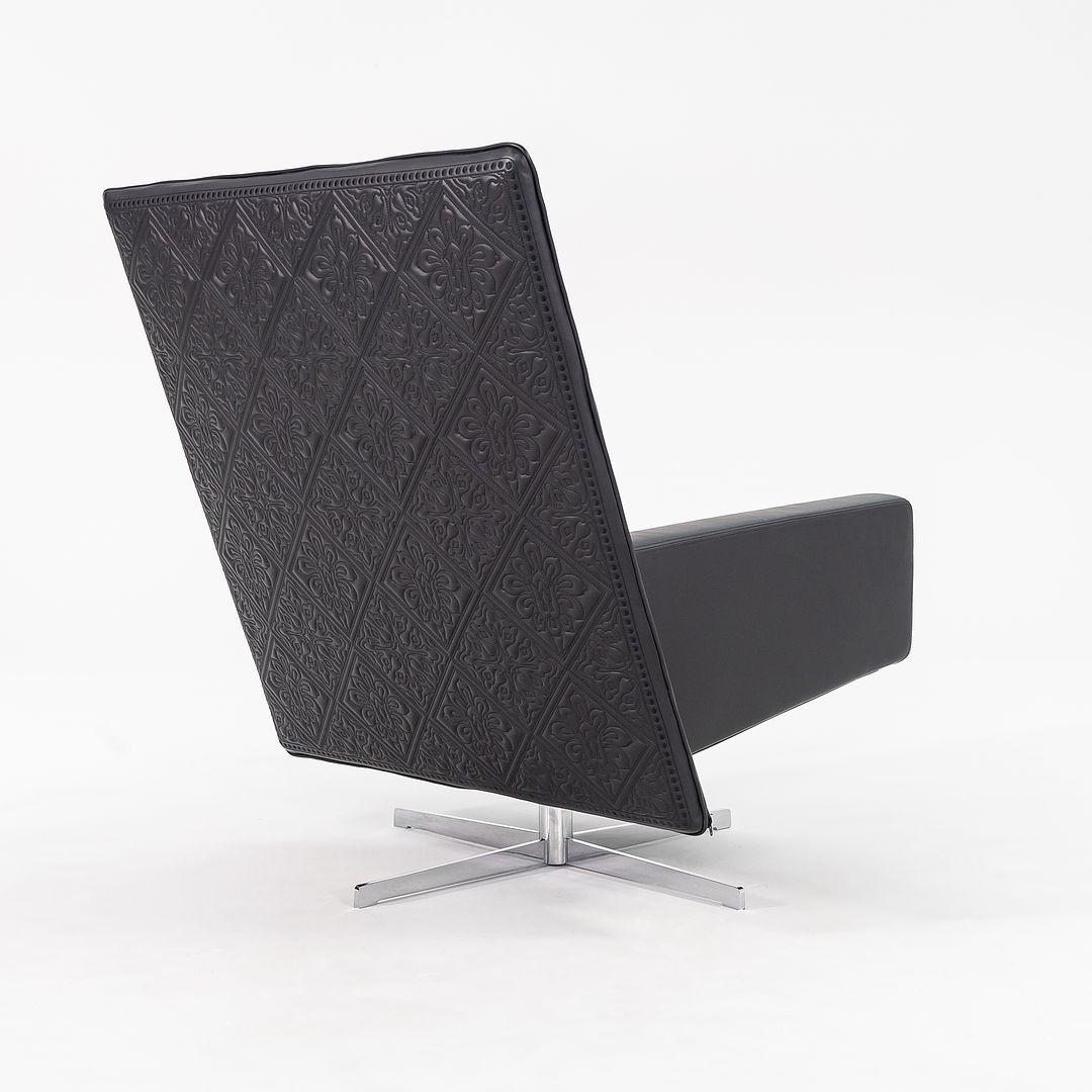 2022 Marcel Wanders Jackson Lounge Chair w/ Signature Leather Embroidery Black For Sale 3