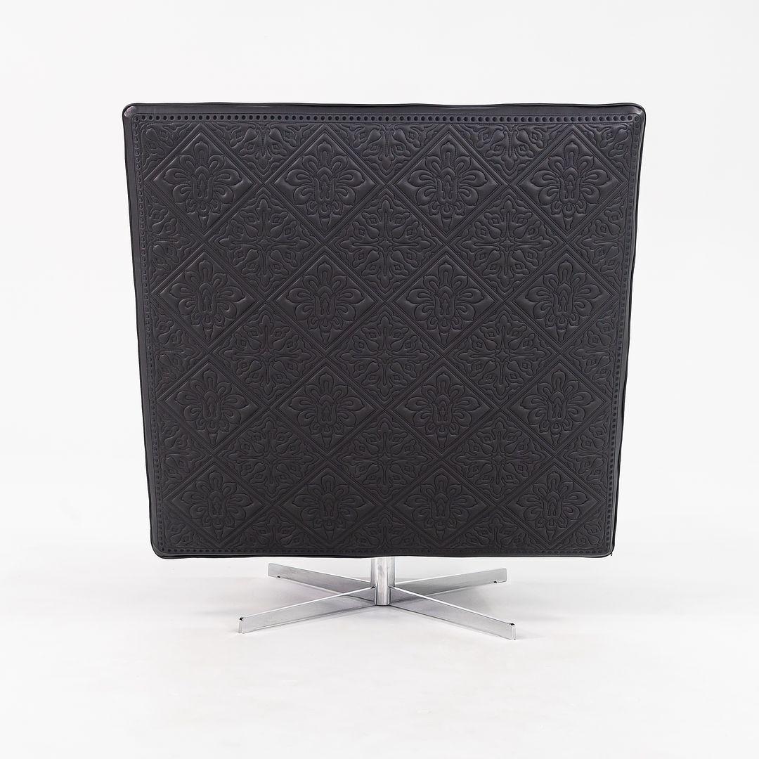 2022 Marcel Wanders Jackson Lounge Chair w/ Signature Leather Embroidery Black For Sale 5