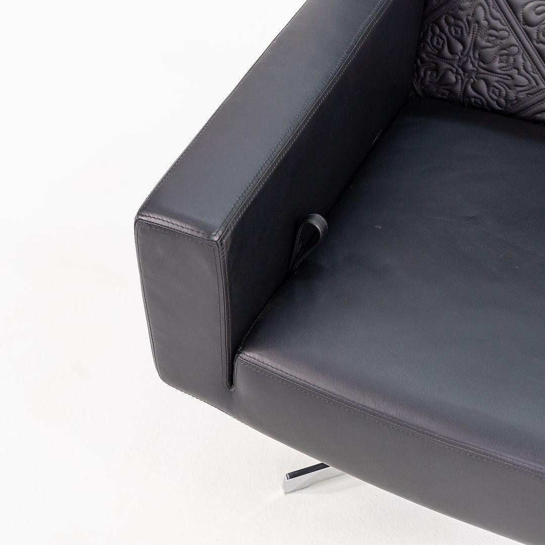 Modern 2022 Marcel Wanders Jackson Lounge Chair w/ Signature Leather Embroidery Black For Sale