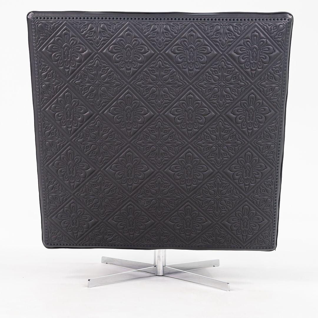 Dutch 2022 Marcel Wanders Jackson Lounge Chair w/ Signature Leather Embroidery Black For Sale