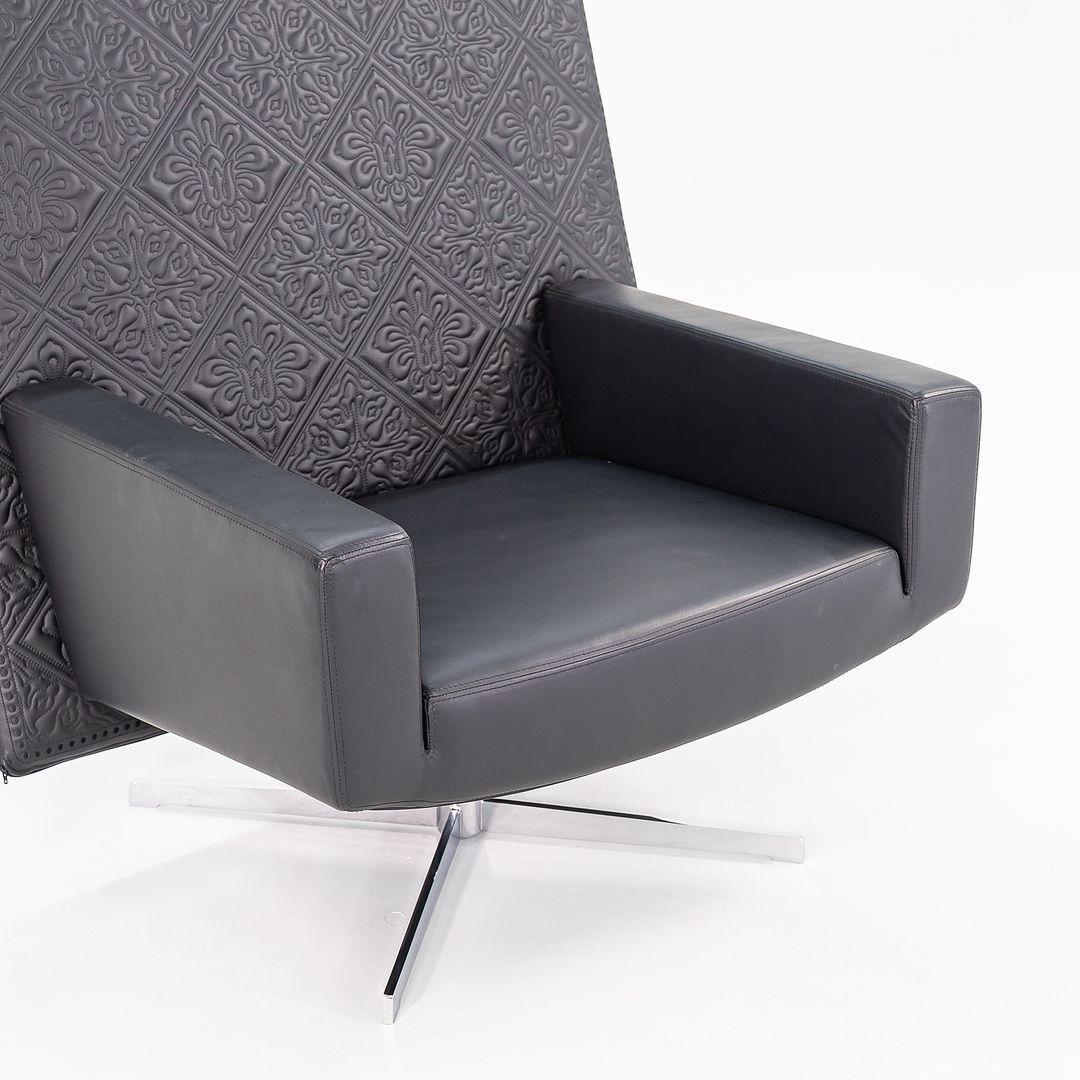 Contemporary 2022 Marcel Wanders Jackson Lounge Chair w/ Signature Leather Embroidery Black For Sale