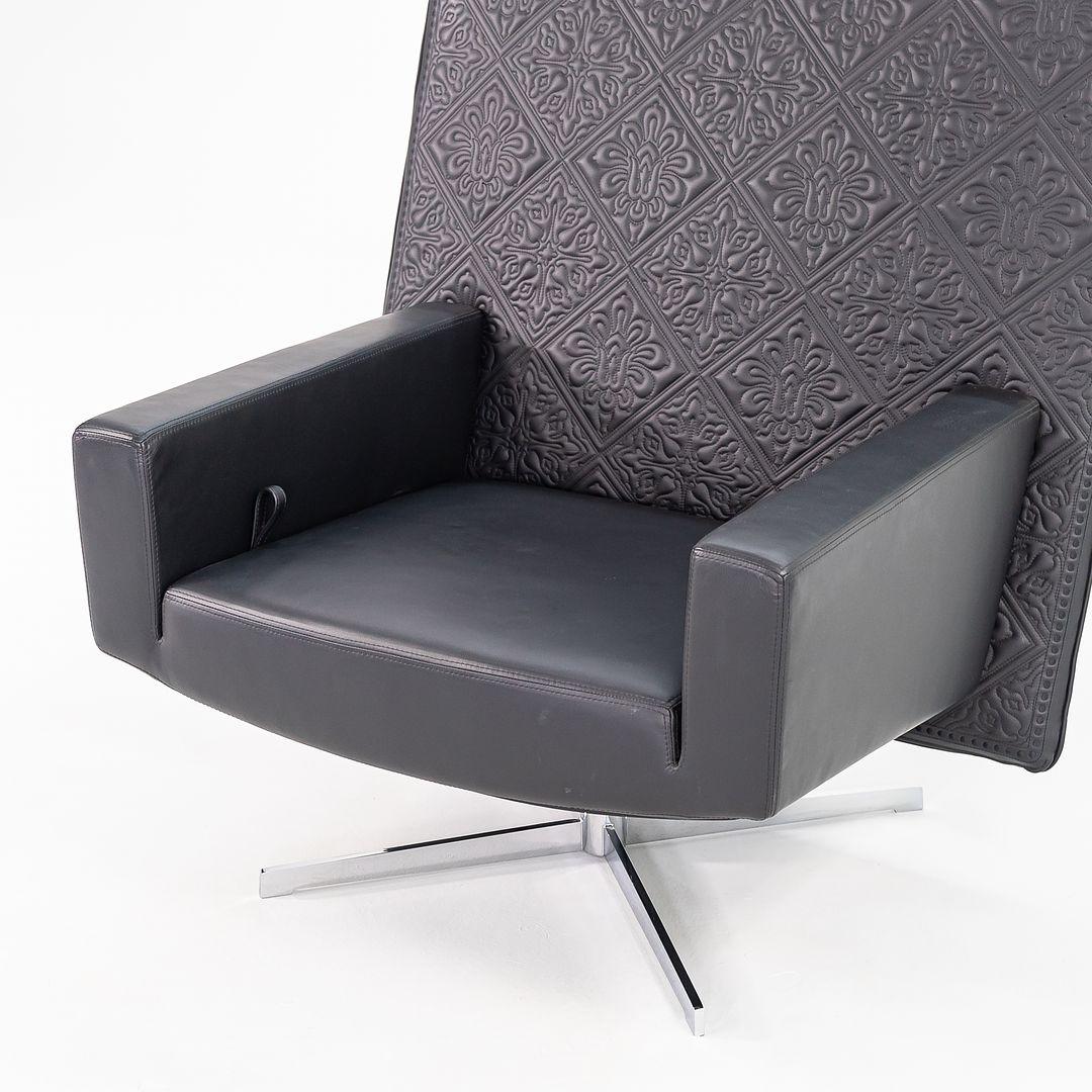 2022 Marcel Wanders Jackson Lounge Chair w/ Signature Leather Embroidery Black For Sale 1