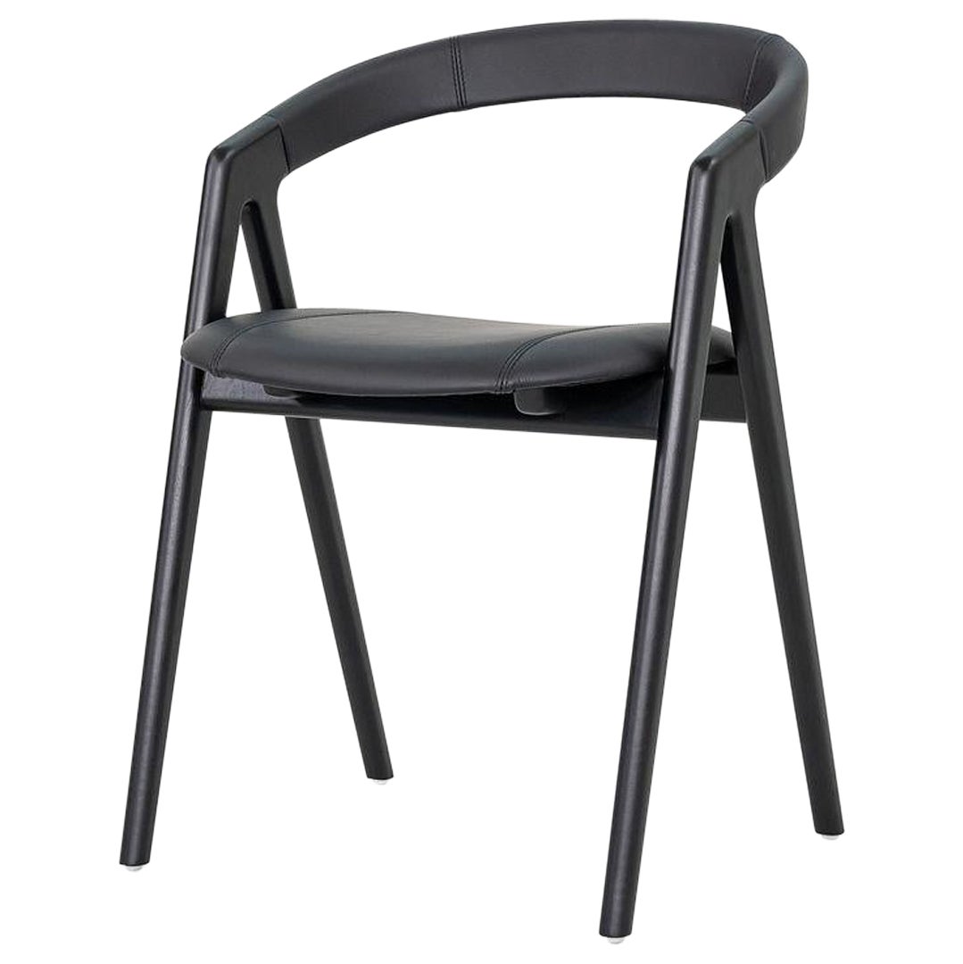 2022 Michael Schneider for CondeHouse San Armchair in Black Leather & Black Oak For Sale