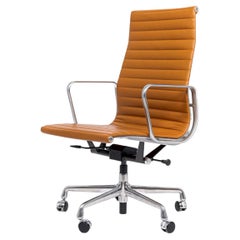 2022 Mid Century Brown Leather Office Chair by Eames for Herman Miller