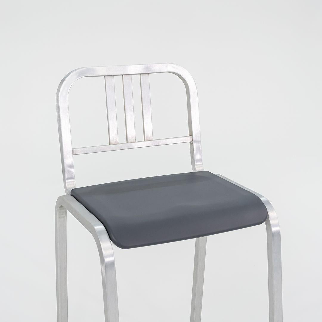 Aluminum 2022 New Nine-O Bar Stools by Ettore Sottsass for Emeco w/ Upholstered Seats, 1 For Sale