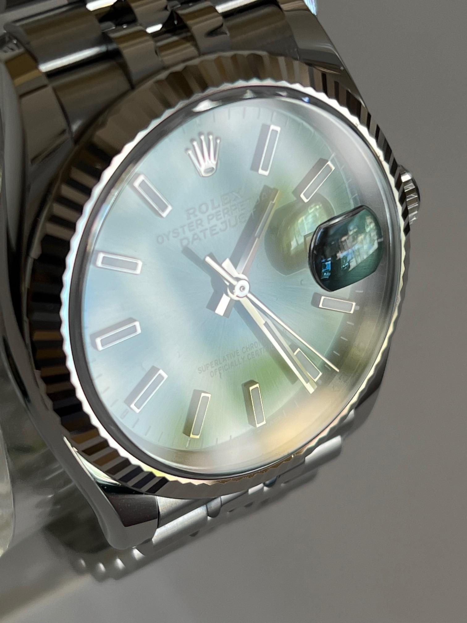 2022 New Rolex Datejust 36mm Steel Mint Green Dial Jubilee Bracelet Ref 126234 7