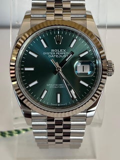 2022 New Rolex Datejust Steel Mint Green Dial Jubilee Bracelet Ref 126234 36mm