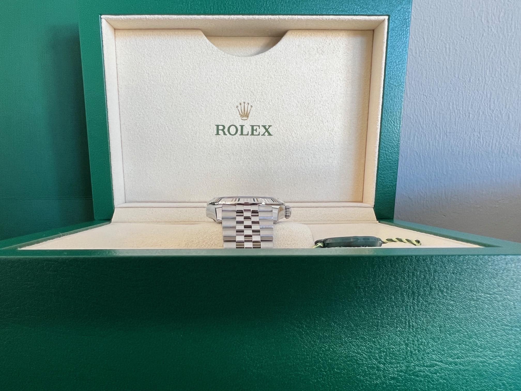 2022 Nouveau Rolex Datejust Acier Cadran Vert Menthe Bracelet Jubilé Ref 126234 36mm en vente 2