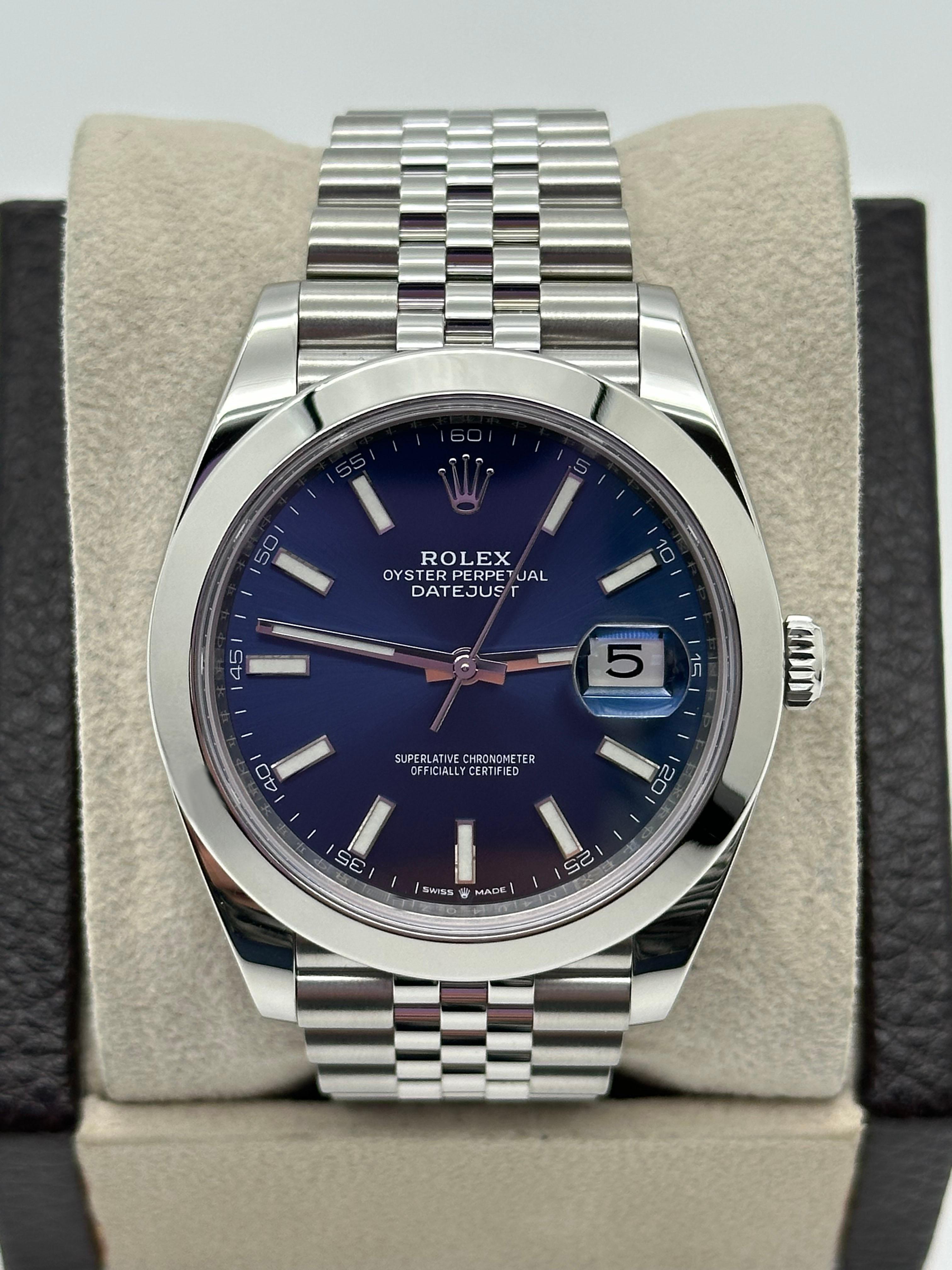 Men's 2022 Rolex 126300 Datejust 41 Blue Dial Stainless Steel Box Papers