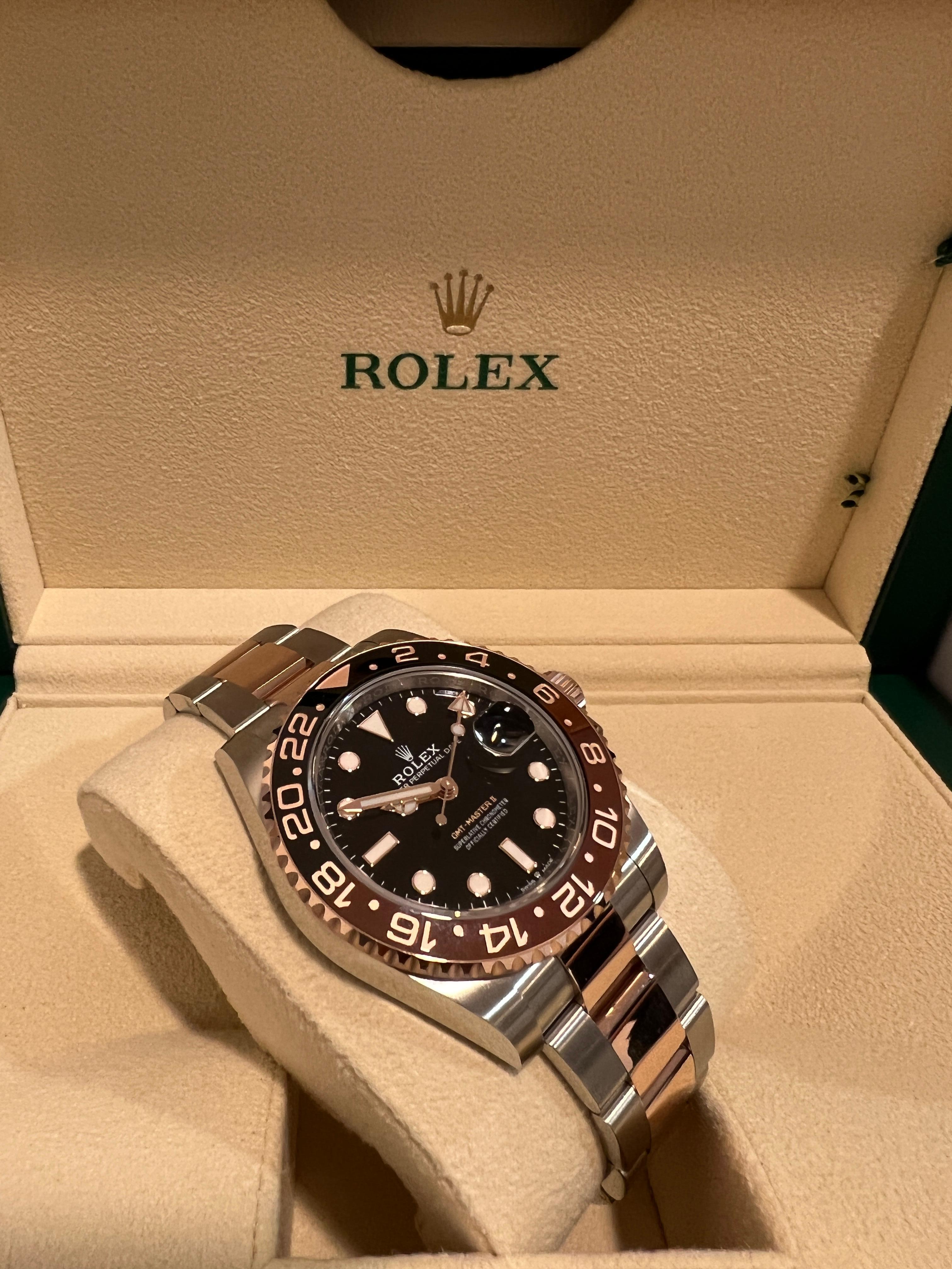 Rolex GMT-Master II 126711CHNR

GMT-MASTER II OYSTER, 40 MM, OYSTERSTEEL AND EVEROSE GOLD The Rolex GMT-Master was originally designed for professional use to aid airline pilots. However, its combination of peerless functionality and instantly