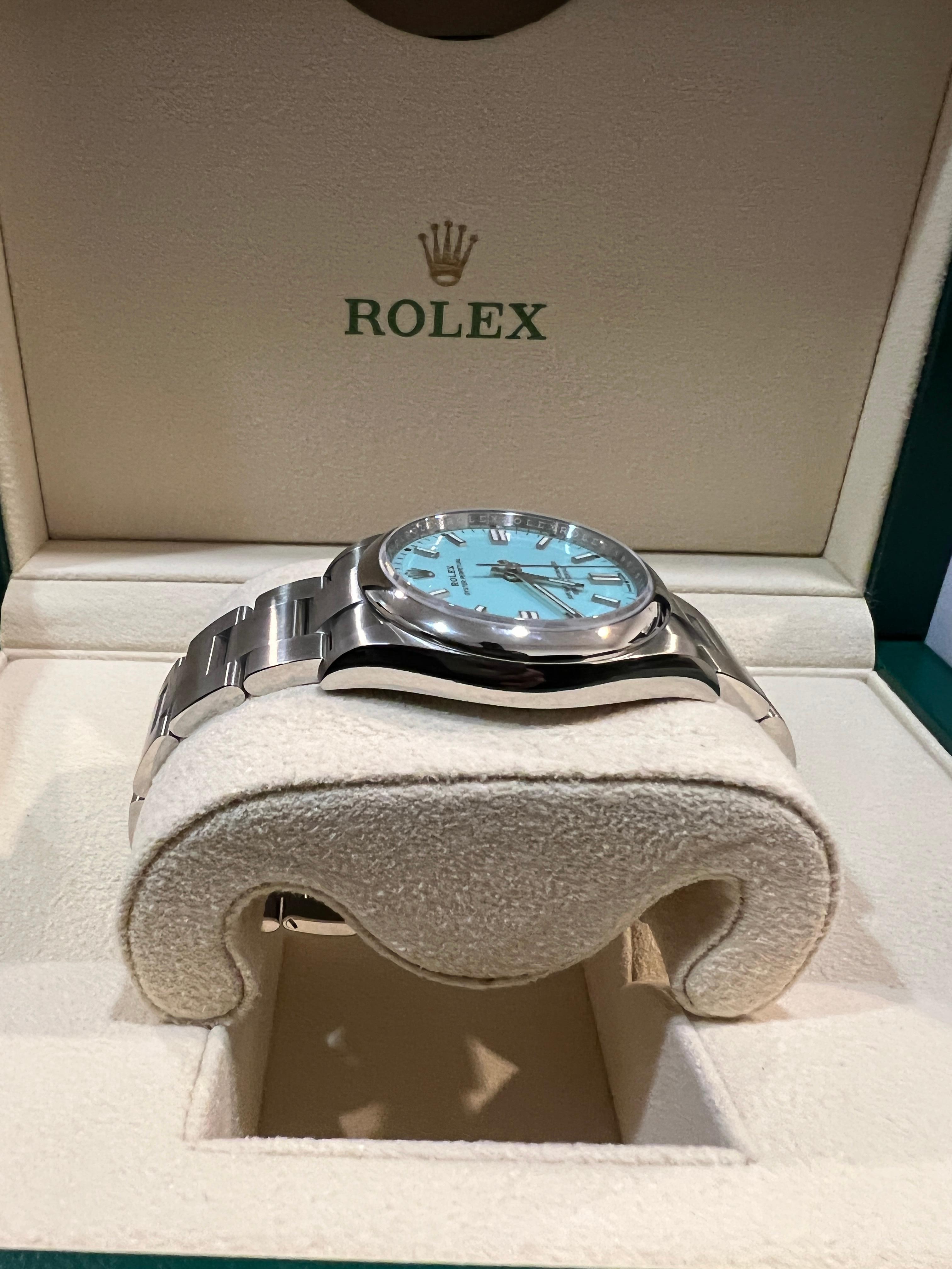2022 Rolex Oyster Perpetual 126000 Tiffany Blue In New Condition For Sale In London, GB