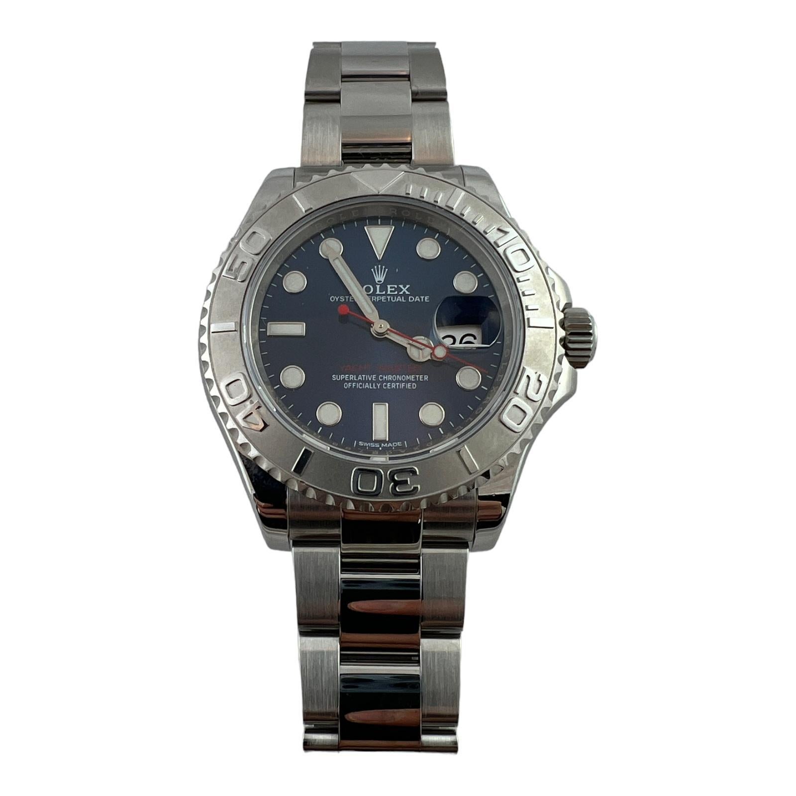 2022 Rolex Yacht Master Watch 116622 Steel Platinum Blue Dial Box/Papers #15767 For Sale 4