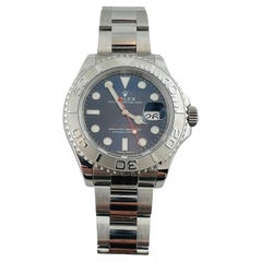 Used 2022 Rolex Yacht Master Watch 116622 Steel Platinum Blue Dial Box/Papers #15767