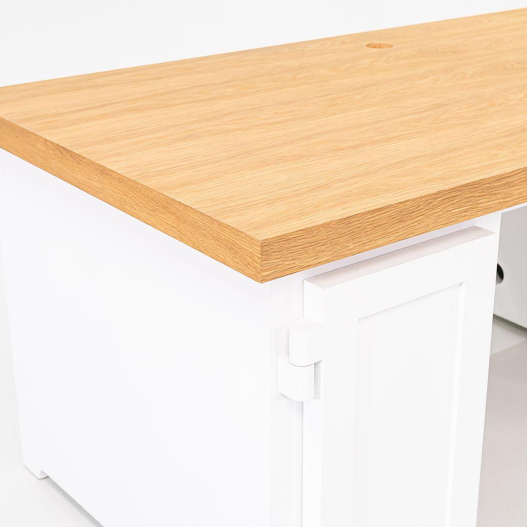 2022 Studio Job für Moooi Papier-Doppelsockel-Schreibtisch 180, Weiß mit Eiche, weiß mit Eichenholz (Europäisch) im Angebot