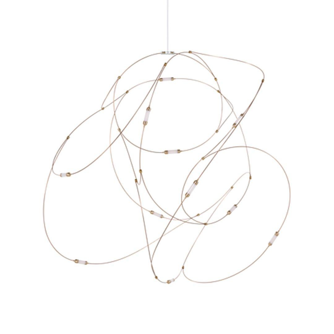 Listed for sale are eleven (sold separately) Flock of Light 11 suspension lights made of bronze wires, brass cups with semi-transparent polycarbonate diffusers. The chandelier was designed by Studio Toer and produced by Moooi¬†in the Netherlands. It