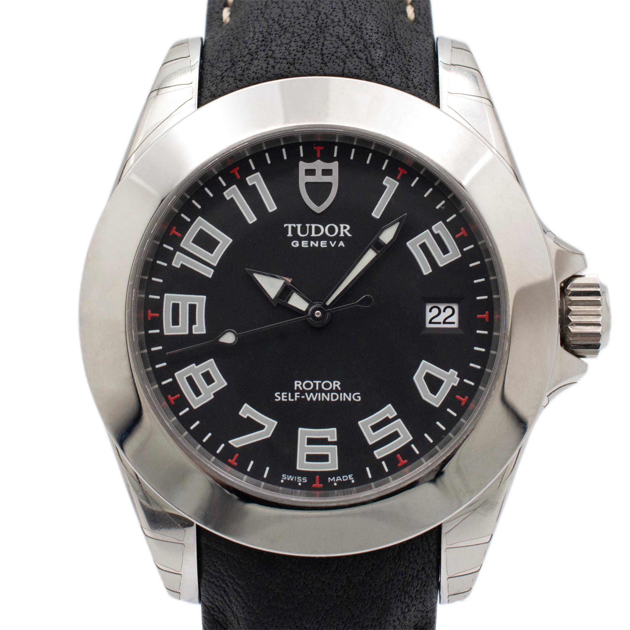 Brand: Tudor

Gender: Men's

Metal Type: Stainless Steel

Diameter: 39.00 mm

Weight: 86.52 grams

Gents stainless steel TUDOR Swiss made watch with original box and papers. The 