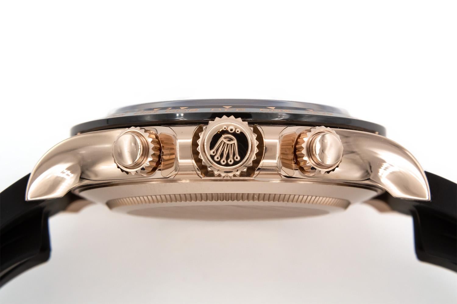 2022 Unworn Rolex 18k Everose Gold Daytona Oysterflex Chocolate Dial 116515LN In New Condition In Tustin, CA