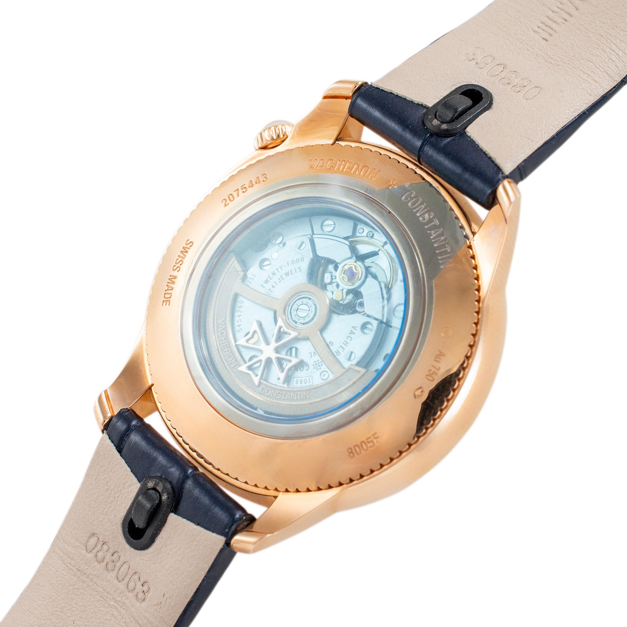 2022 Vacheron Constantin éGérie 8005F 37MM Moonphase Diamond 18K Rose Gold Watch In Excellent Condition For Sale In Houston, TX