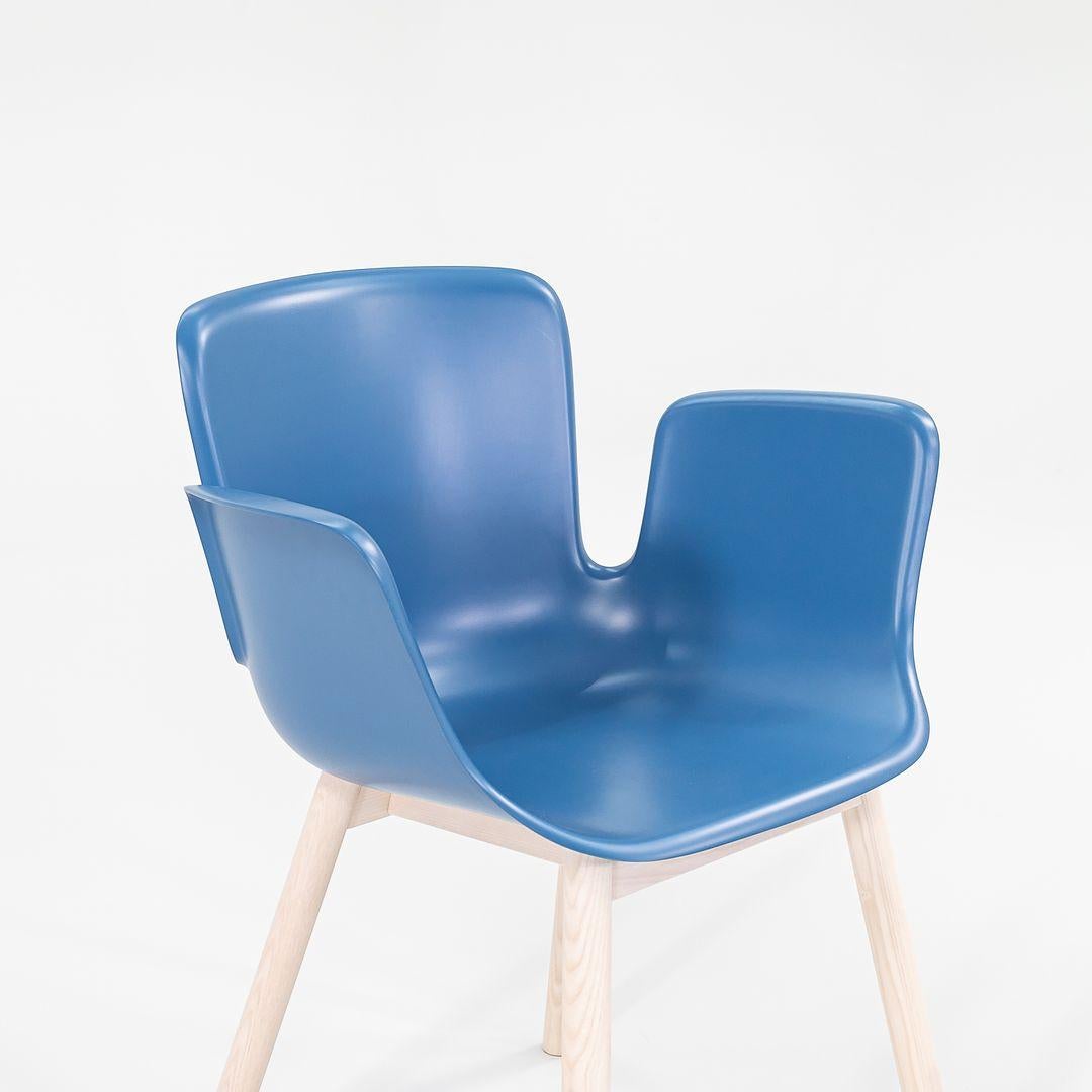 European 2022 Werner Aisslinger for Cappellini Juli Plastic Chair in Blue with Wood Legs For Sale