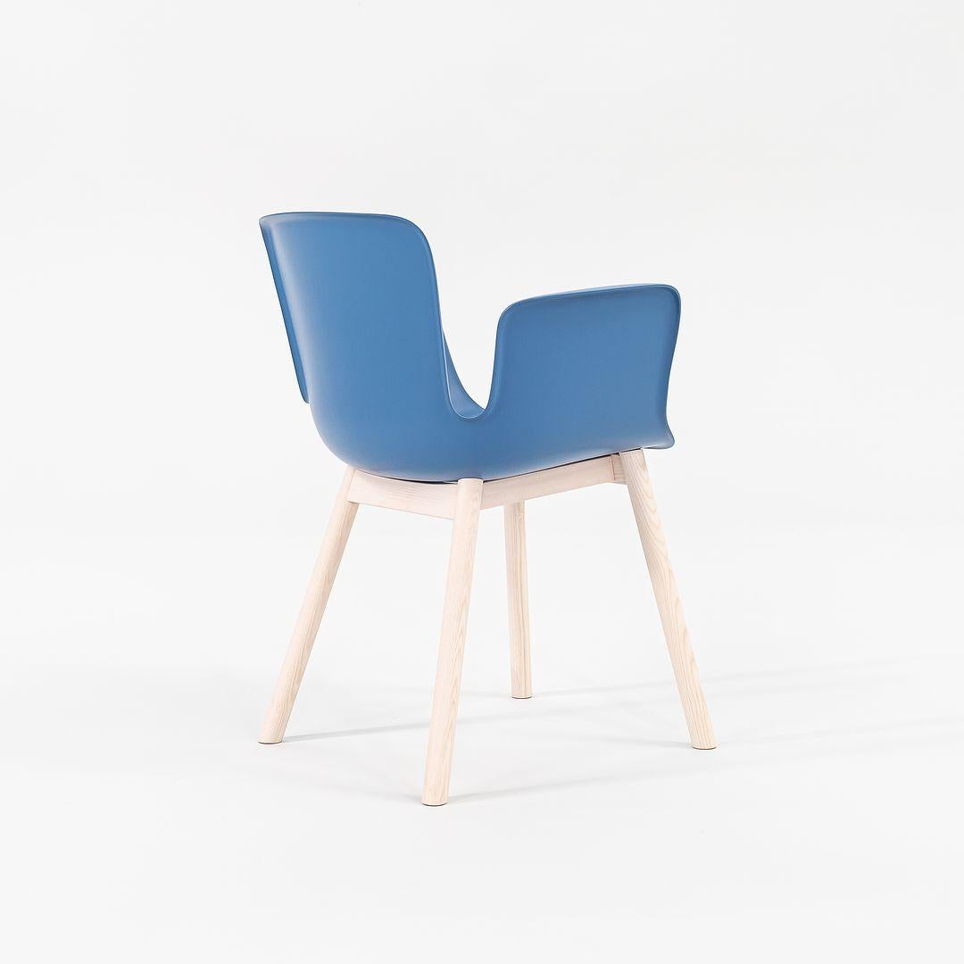 Contemporary 2022 Werner Aisslinger for Cappellini Juli Plastic Chair in Blue with Wood Legs For Sale