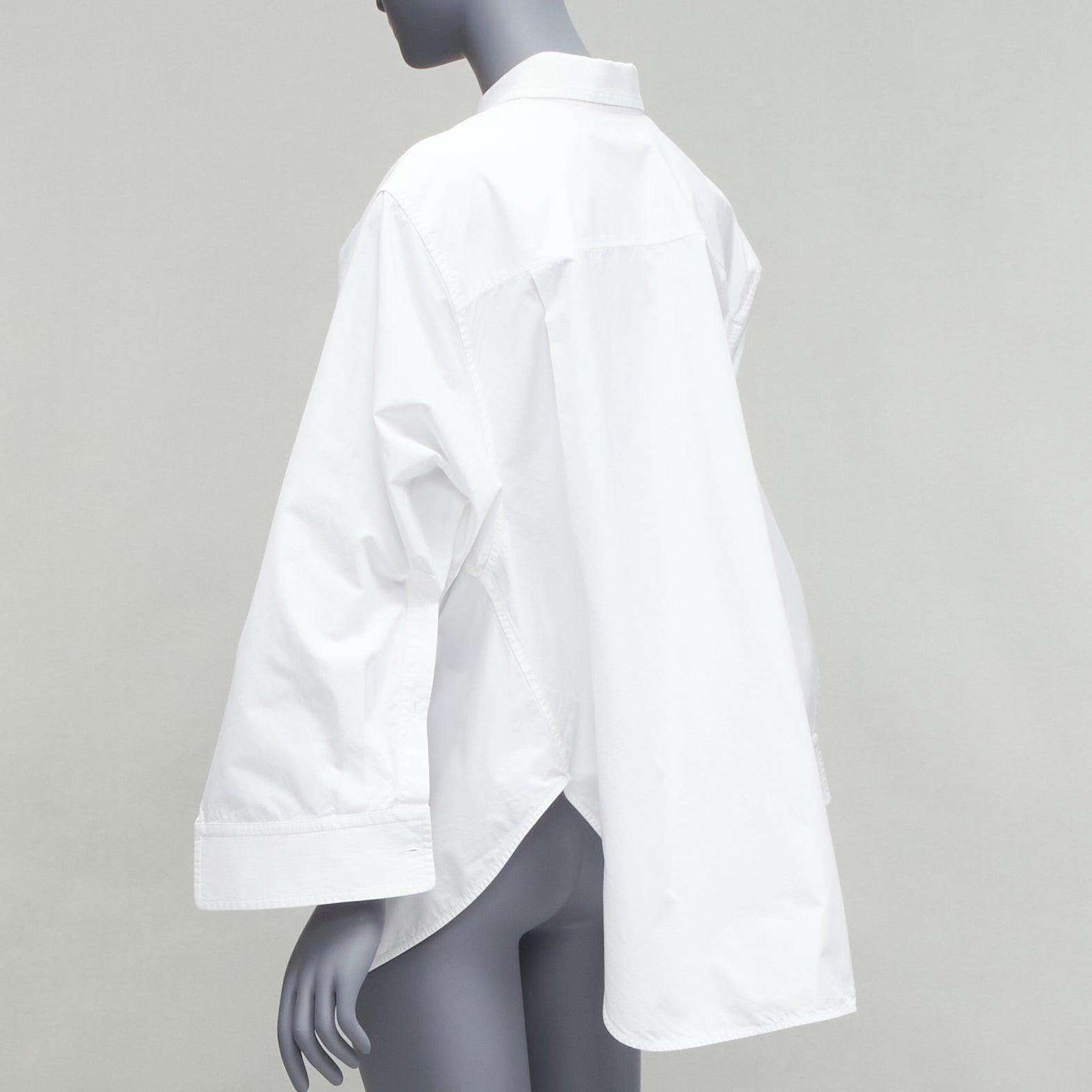 Women's 2022 white BB logo desconstructed kimono sleeve oversized shirt FR36 S For Sale