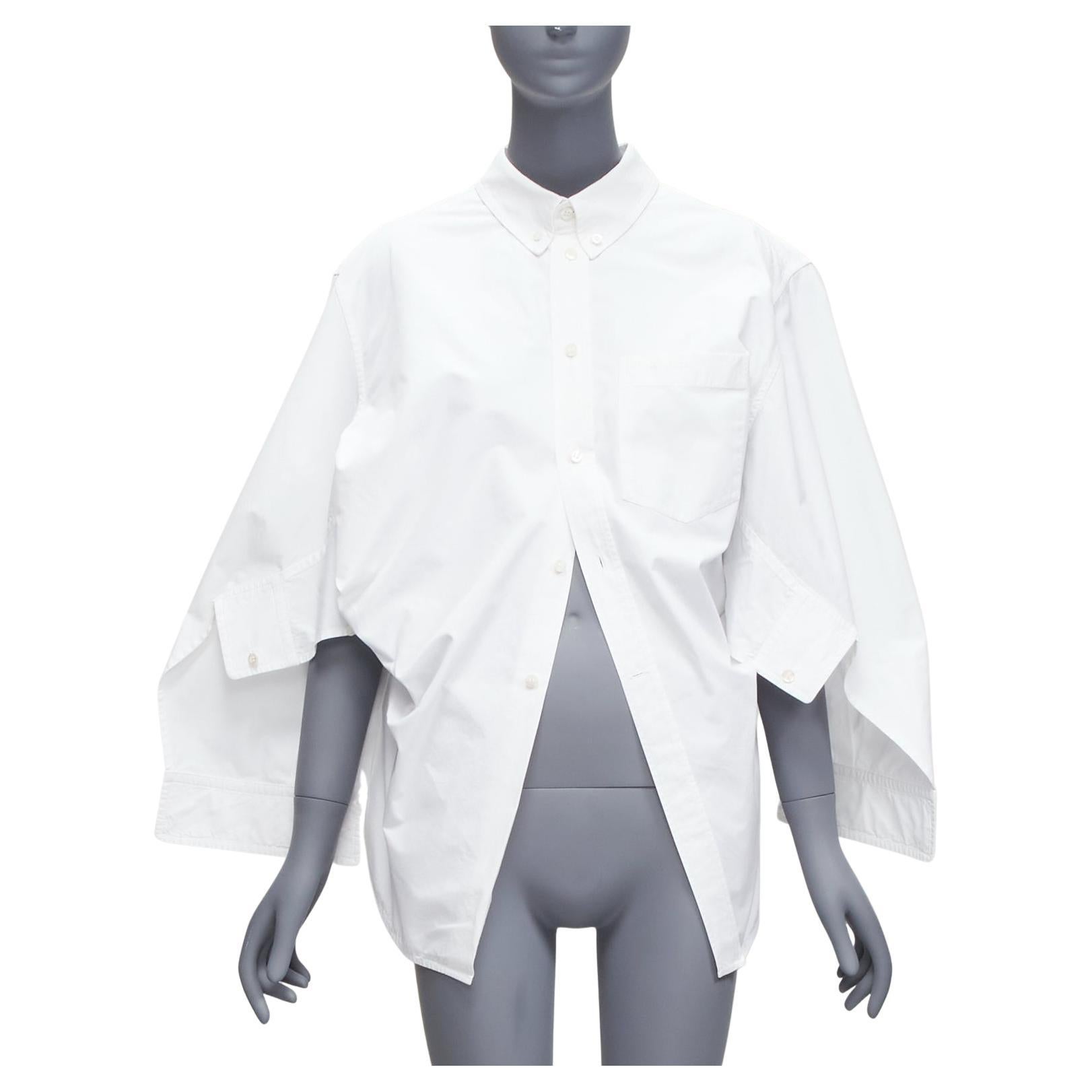 2022 white BB logo desconstructed kimono sleeve oversized shirt FR36 S For Sale