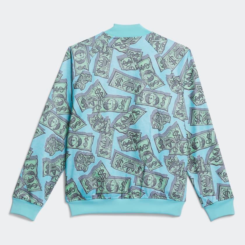 2023 Adidas Originals ObyO X Jeremy Scott MONEY PRINT TRACK JACKET TOP

Additional Information:
Material: 52% Cotton, 48% Polyester
Color: Frost Mint
Pattern: All over Money Print   
Style: Track Jacket   
Size: Medium
100% Authentic!!!
Condition: