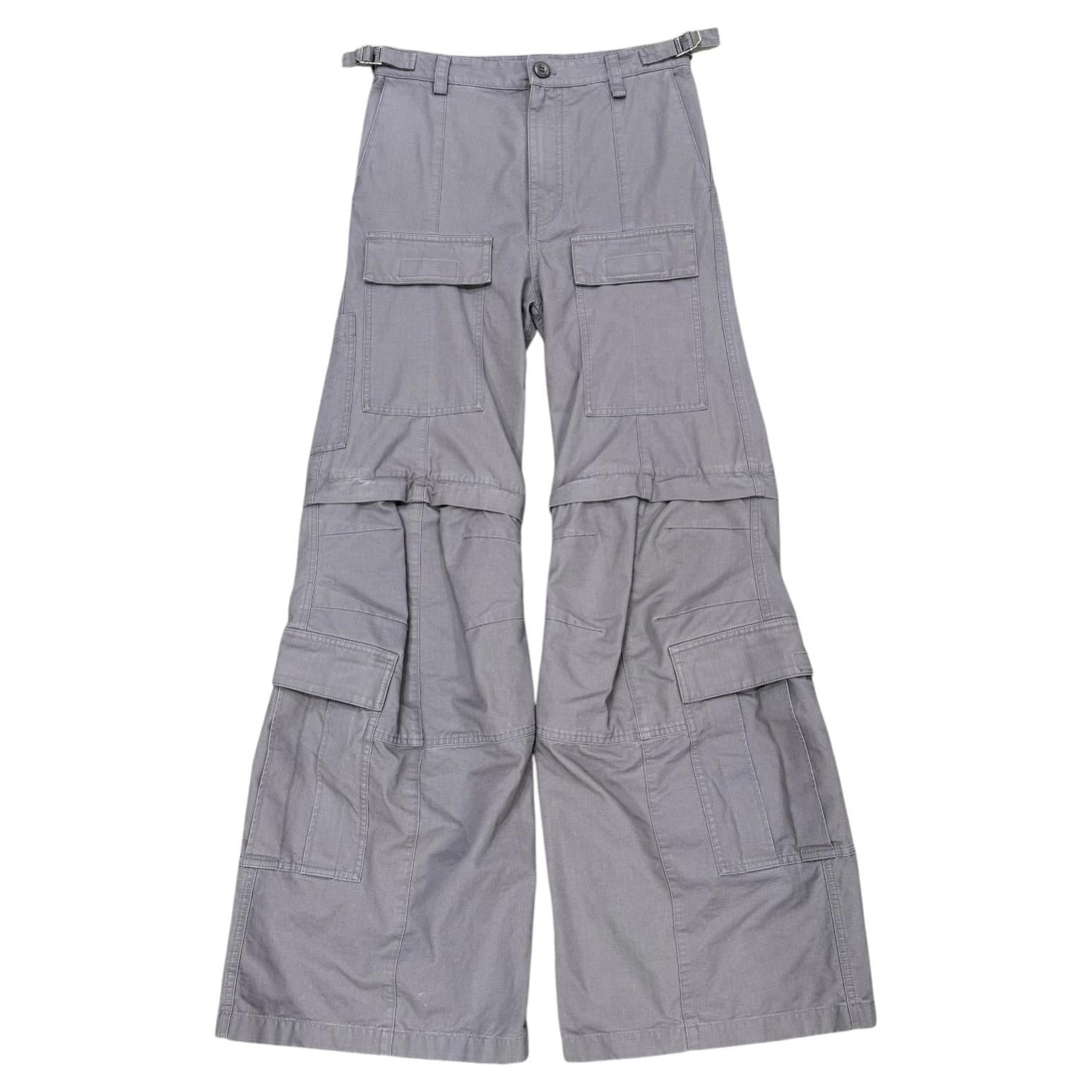 Pre-owned Balenciaga 2023  Convertible Flared Cargo Pants In Gray