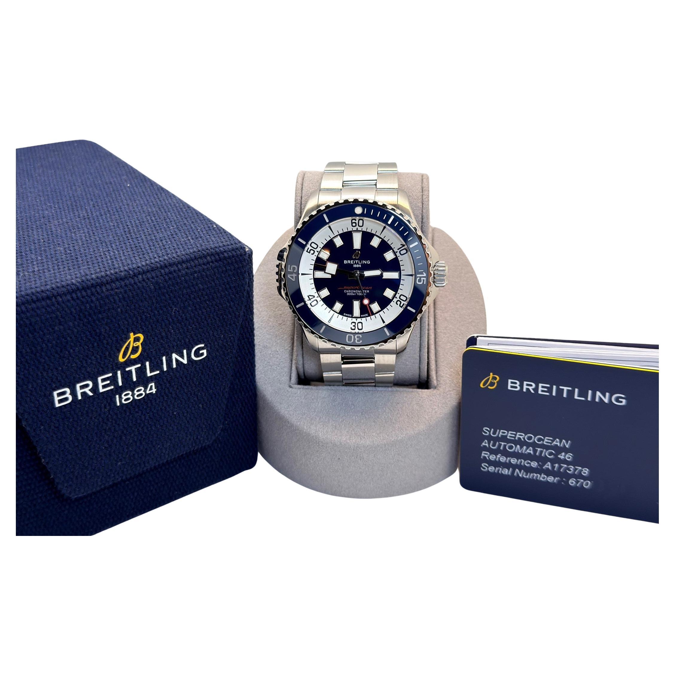 2023 Breitling Superocean 46 A17378 46mm Blue Dial Stainless Steel Box Paper im Angebot