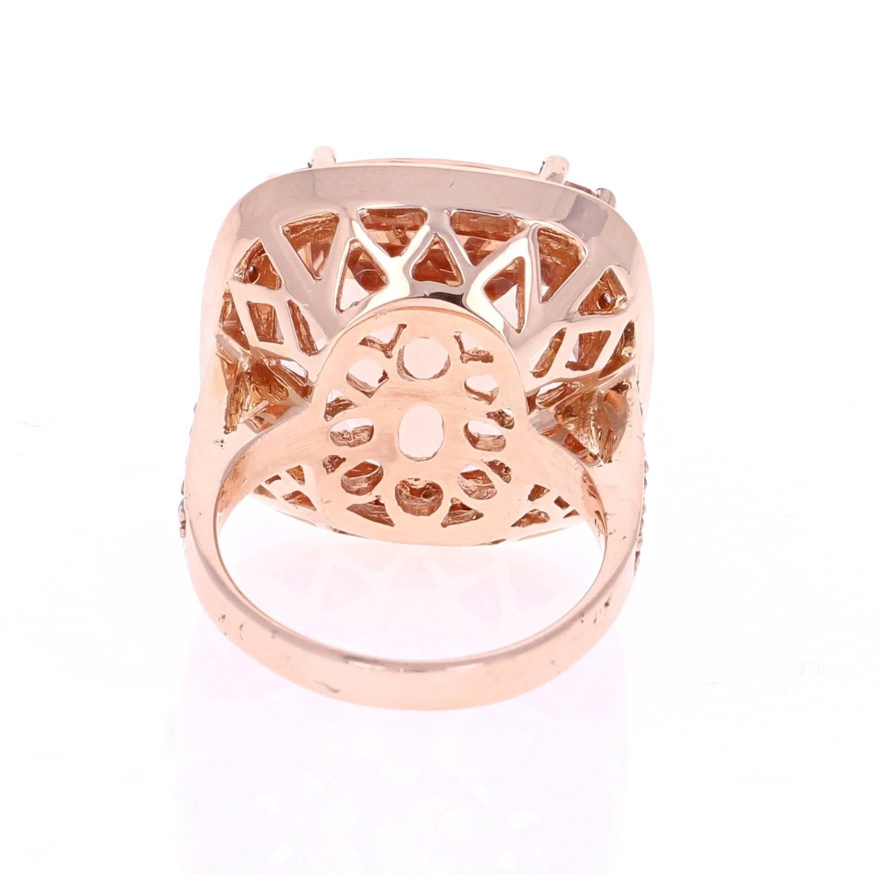 20.23 Carat Morganite Diamond Rose Gold Ring In New Condition In Los Angeles, CA