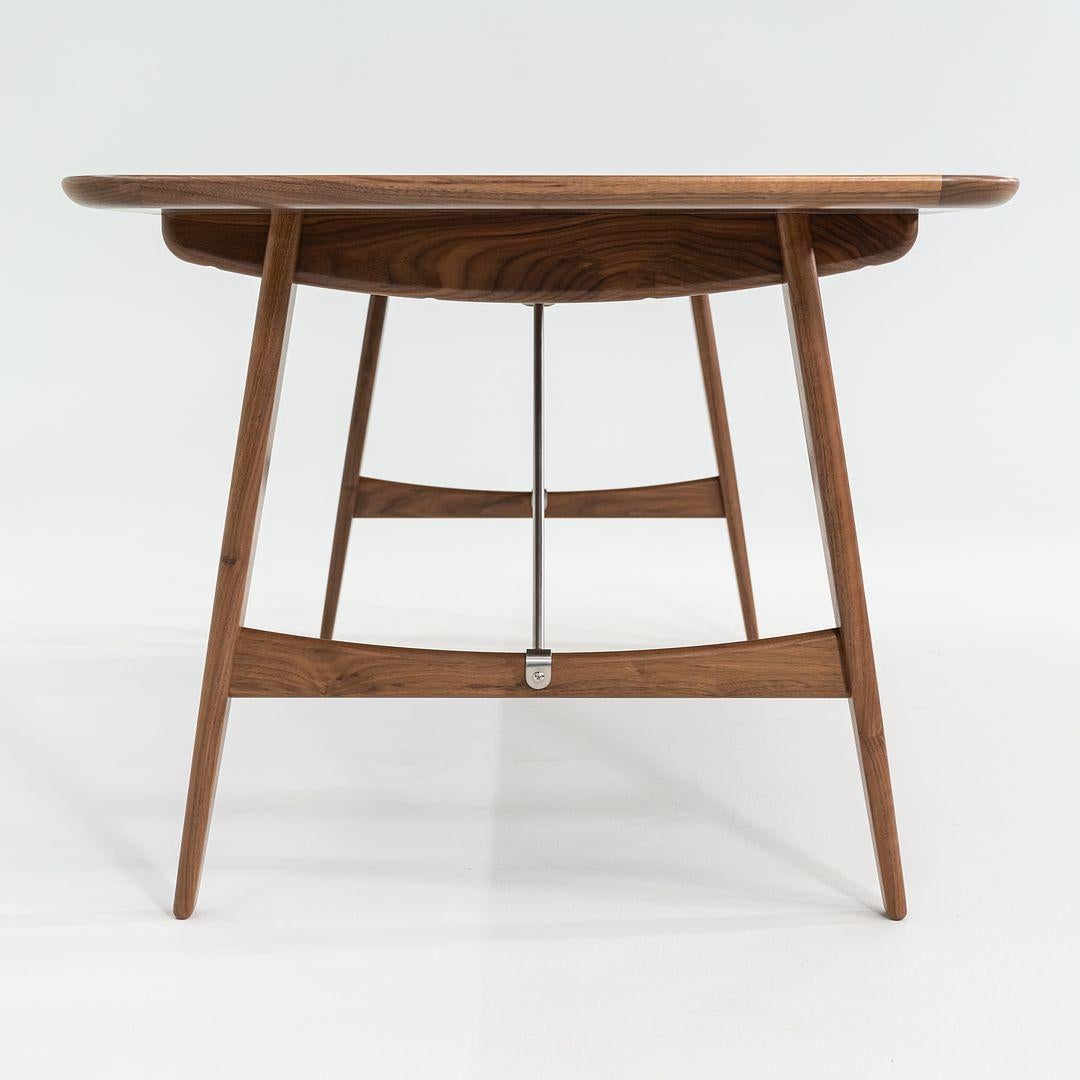 Modern 2023 Carl Hansen BM1160 Hunting Table by Borge Mogensen Walnut Lacquer Stainless For Sale